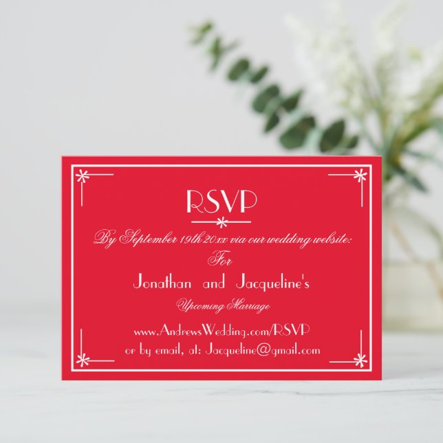Elegant Script Wedding Website Email RSVP Card (Standing Front)