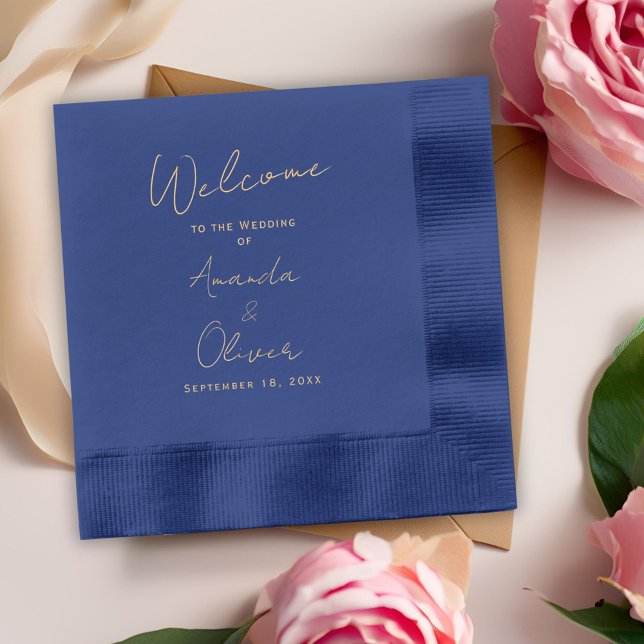 Elegant Script Wedding Welcome Foil Napkins (Creator Uploaded)