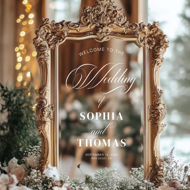 Elegant Script Wedding Welcome Mirror Decal Sign (Creator Uploaded)