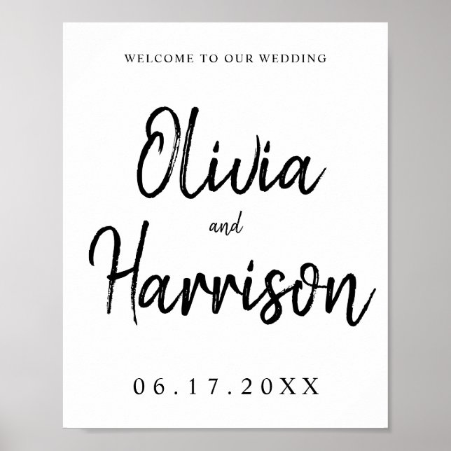 Elegant Script Wedding Welcome Sign (Front)