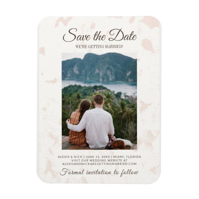 Elegant Script Wedding We're Getting Married Photo Magnet (Vertical)