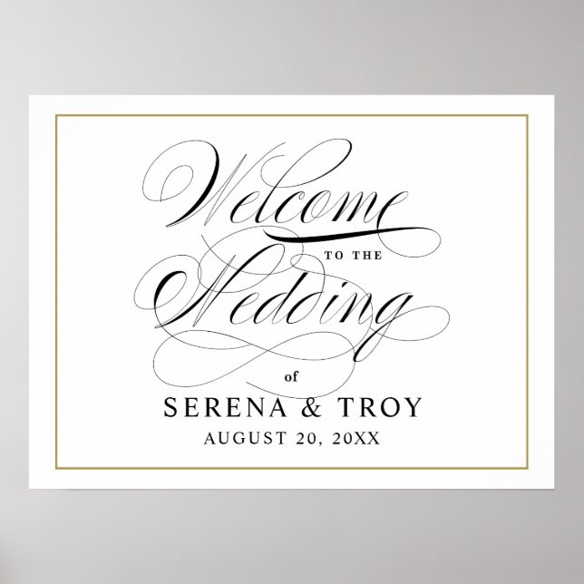 Elegant Script Welcome Sign Wedding Landscape (Front)
