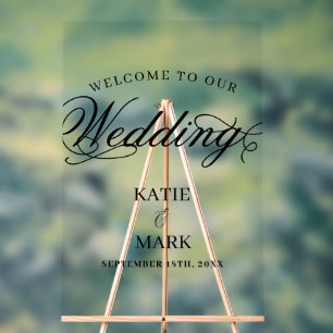 Elegant Script Welcome To Our Wedding Sign 