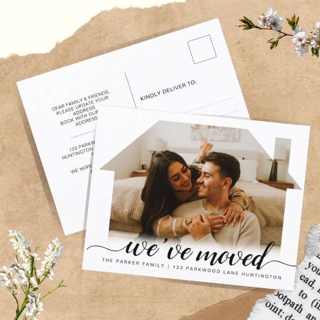 Elegant Script We've Moved New Home Photo Moving Announcement Postcard (Creator Uploaded)