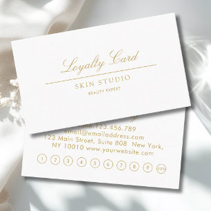 Elegant Script White Beige 10 Loyalty Card