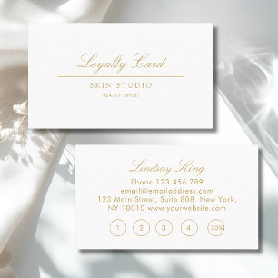 Elegant Script White Beige Salon 5 Loyalty Card