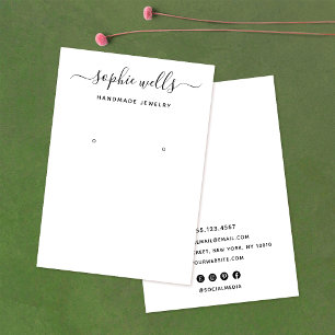 Elegant Script White Earring Display Holder