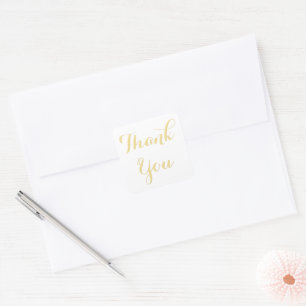 Elegant Script White Gold Party Favours Thank You Square Sticker