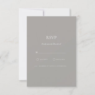 Elegant Script White & Grey RSVP Card