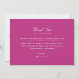 Elegant Script White & Magenta Thank you Card