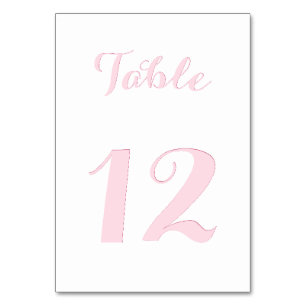 Elegant Script White Pink Chic Bride Wedding Party Table Number