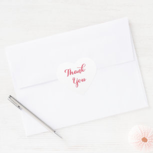 Elegant Script White Pink Party Favours Thank You Heart Sticker
