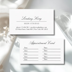 Elegant Script White Salon Appointment Business Card