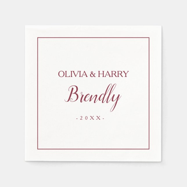 Elegant Script | White Wedding Paper Napkin (Front)