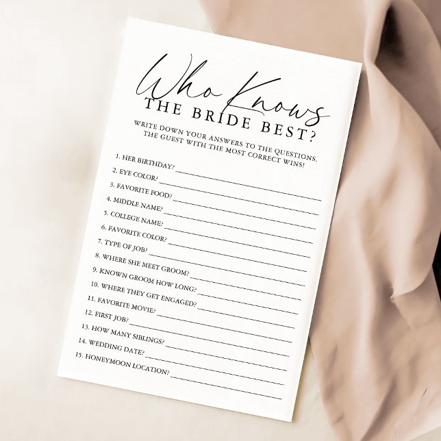 Elegant Script Who Knows The Bride Best Game (Creator Uploaded)