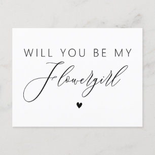elegant script will you be my flowergirl postcard
