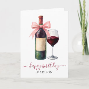 Elegant Script Wine Lovers Custom Birthday Card