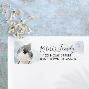 Elegant Script Winter Woodland Bird Address