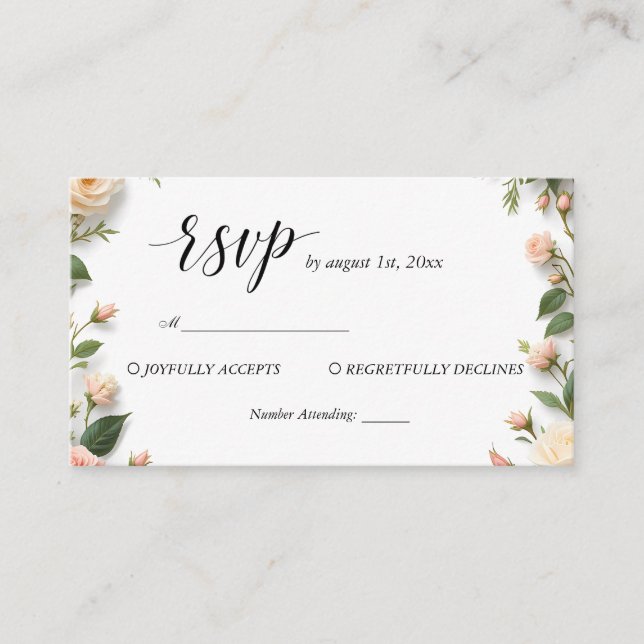 Elegant Script with Accepts and Declines RSVP Enclosure Card (Front)