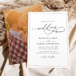 Elegant Script with Photo Back Wedding Invitation<br><div class="desc">This elegant Photo Wedding Invitation features a sweeping script calligraphy text paired with a classy serif & modern sans font in black; on the back a customisable monogram & option to add your photo. Matching items available.</div>