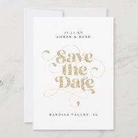 Elegant Script Words Gold Faux Glitter 