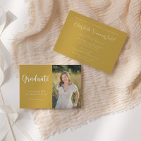 Elegant Script Yellow Gold Photo Graduation