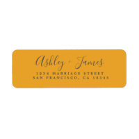 Elegant Script Yellow Wedding Return Address Label