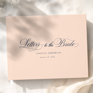 Elegant Scripted Font Peach Bridal Shower Guest Book