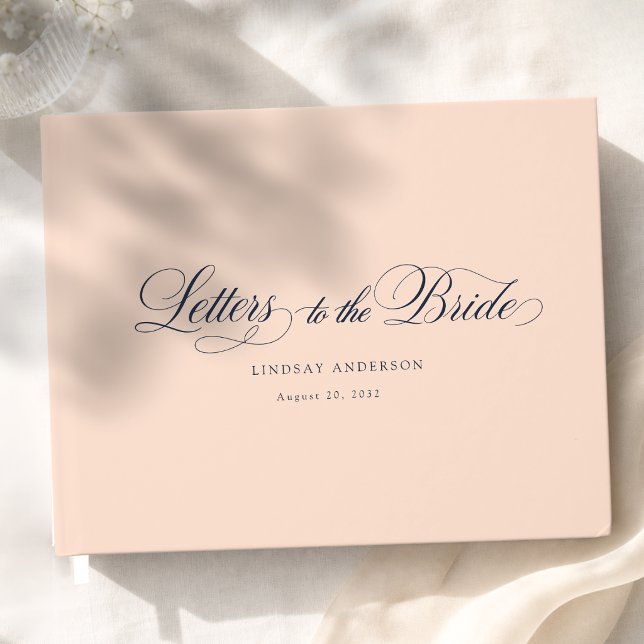 Elegant Scripted Font Peach Bridal Shower Guest Book (Elegant Scripted Font Peach Bridal Shower Guest Book)