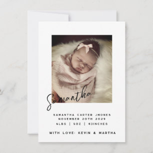 Elegant Scripted Name Newborn Photo Announcement
