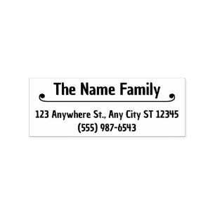 Elegant Scroll Family Return Address Personal Rubber Stamp