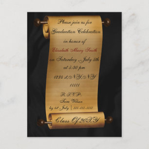 elegant scroll Graduation party Invitation Postcard