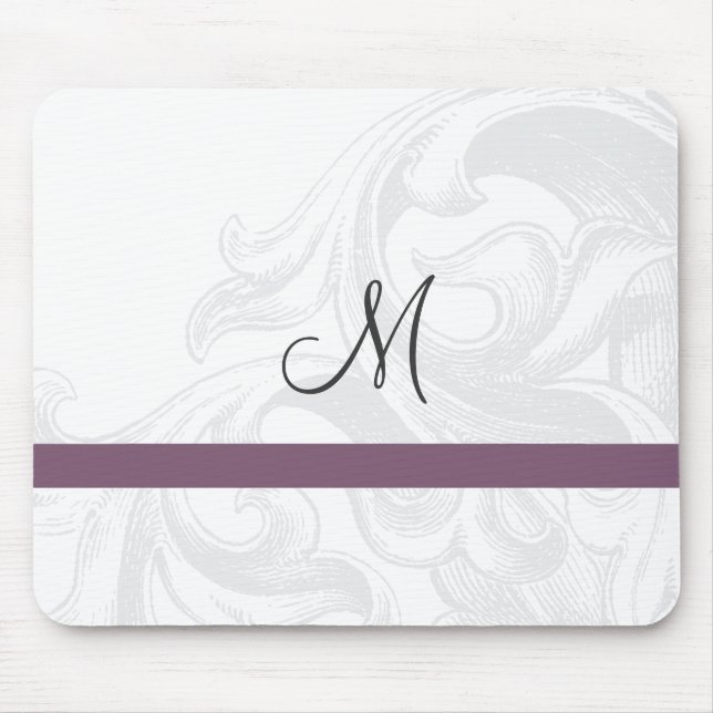 Elegant Scroll Monogram Mousepads (Front)