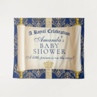 Elegant Scroll Prince Baby Shower Backdrop