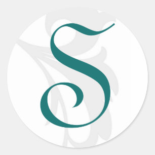 Elegant Scroll Teal Monogram Wedding Sticker