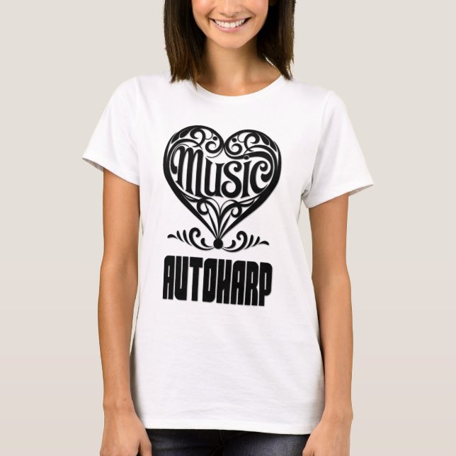 Elegant Scrolled Heart for Autoharp Lovers T-Shirt (Front)