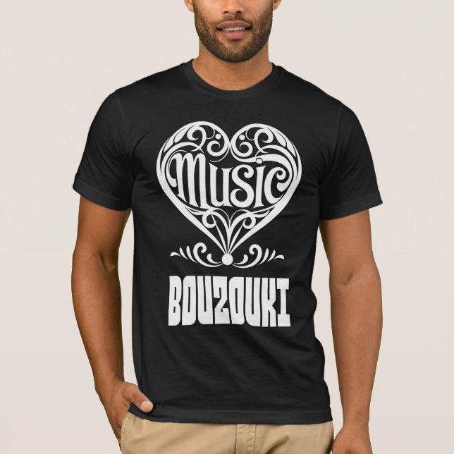 Elegant Scrolled Heart for Bouzouki Lovers T-Shirt (Front)