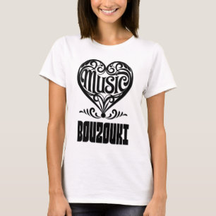 Elegant Scrolled Heart for Bouzouki Lovers T-Shirt