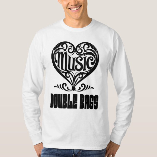 Elegant Scrolled Heart for Double Bass Lovers T-Shirt (Front)