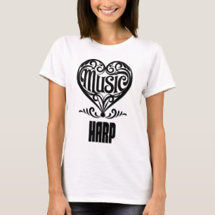 Elegant Scrolled Heart for Harp Lovers T-Shirt