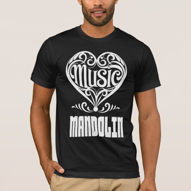 Elegant Scrolled Heart for Mandolin Lovers T-Shirt (Front)