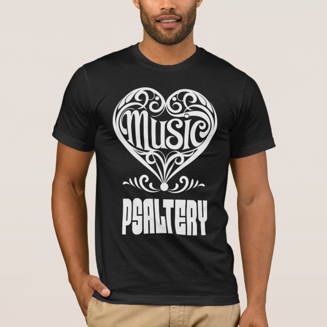 Elegant Scrolled Heart for Psaltery Lovers T-Shirt (Front)