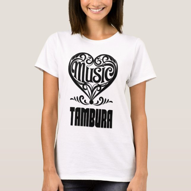Elegant Scrolled Heart for Tambura Lovers T-Shirt (Front)