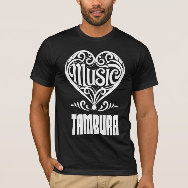 Elegant Scrolled Heart for Tambura Lovers T-Shirt (Front)