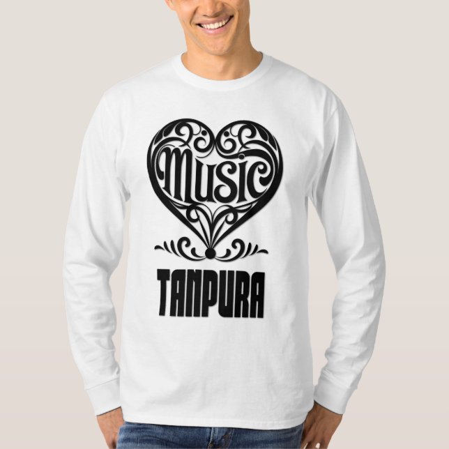 Elegant Scrolled Heart for Tanpura Lovers T-Shirt (Front)