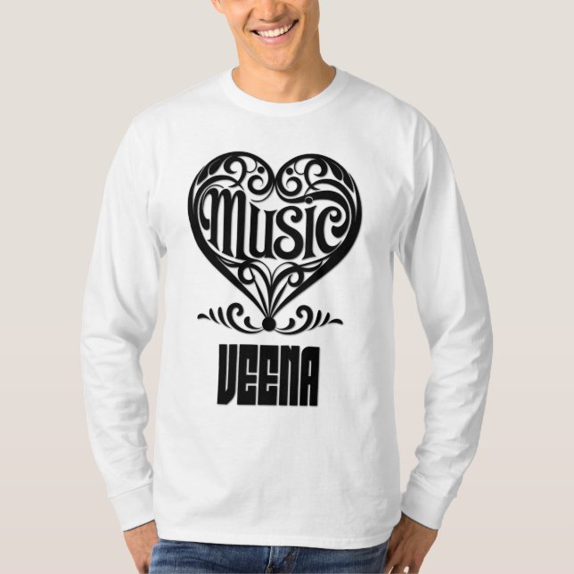 Elegant Scrolled Heart for Veena Lovers T-Shirt (Front)