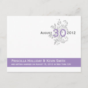 Elegant Scrolls Lavender Purple Grey Customised Sa Announcement Postcard