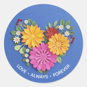 Elegant Sculpted Floral Heart Classic Round Sticker