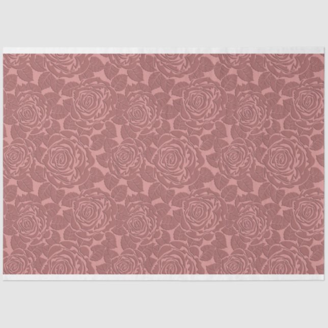 Elegant Sculpted Style Dark Pink Roses Tissue Paper (Front)
