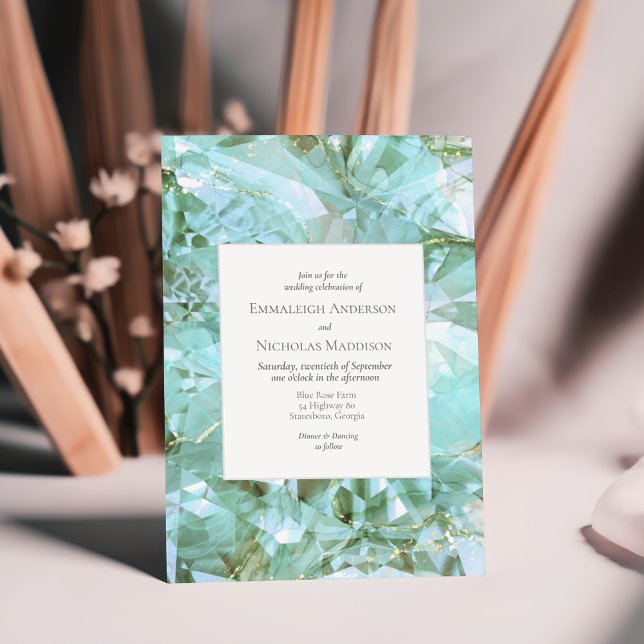 Elegant Sea Glass Crystal Gemstone Wedding Invitation (Creator Uploaded)